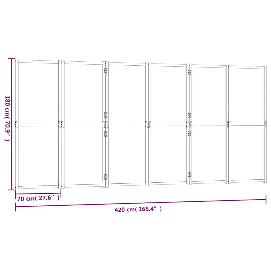 Black Folding 6-Panel Room Divider Screen for Privacy