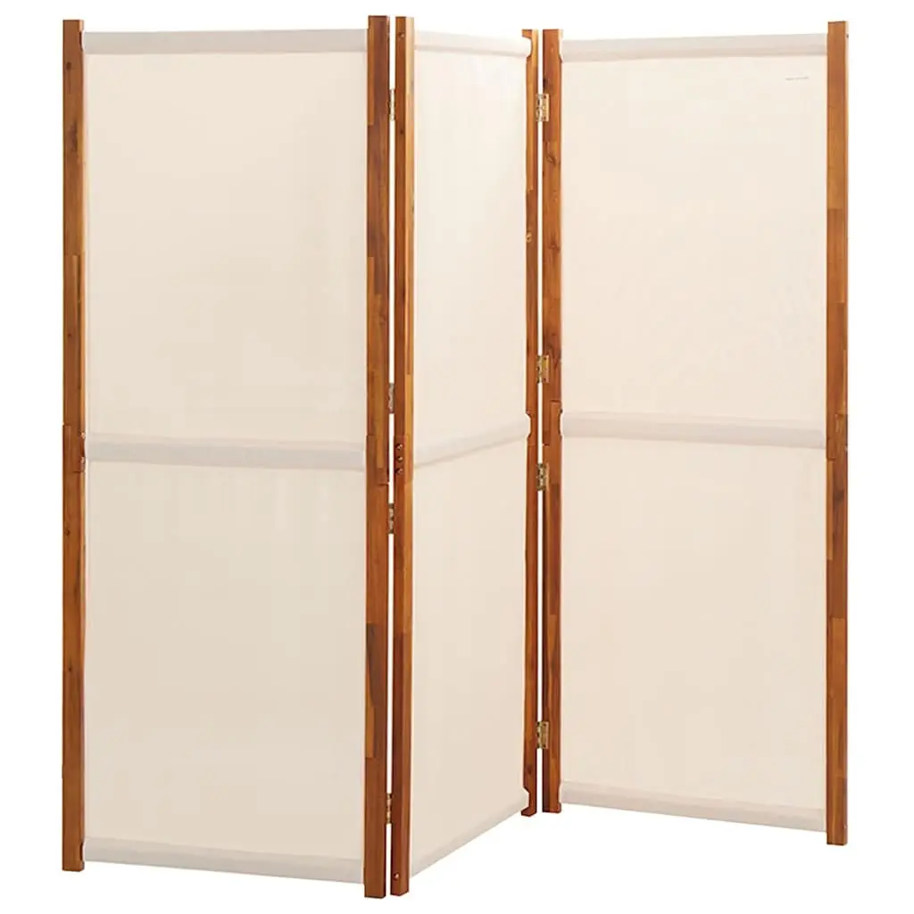 Cream Folding 3-Panel Room Divider for Privacy