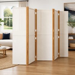 5-Panel Cream White Folding Room Divider for Privacy