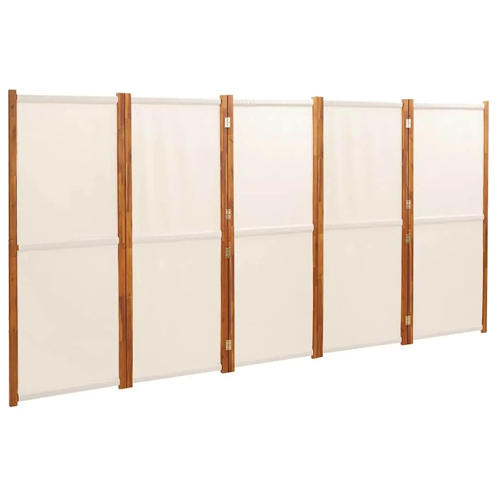 5-Panel Cream White Folding Room Divider for Privacy