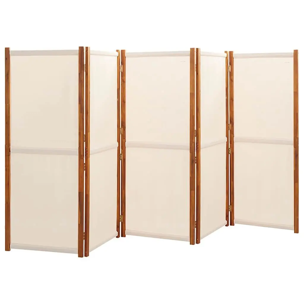5-Panel Cream White Folding Room Divider for Privacy