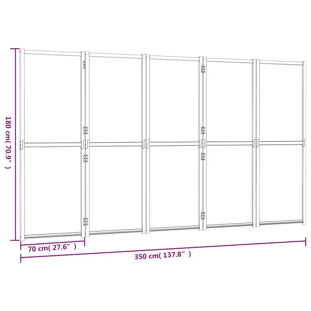 5-Panel Cream White Folding Room Divider for Privacy