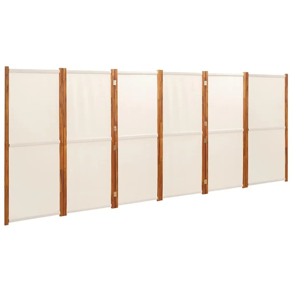 Cream 6-Panel Room Divider Screen for Indoor/Outdoor Use