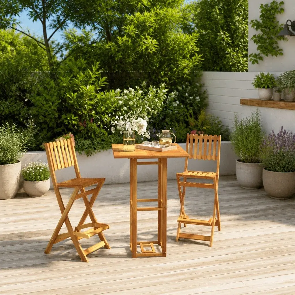 Solid Wood Folding Bar Stools 2 Pack