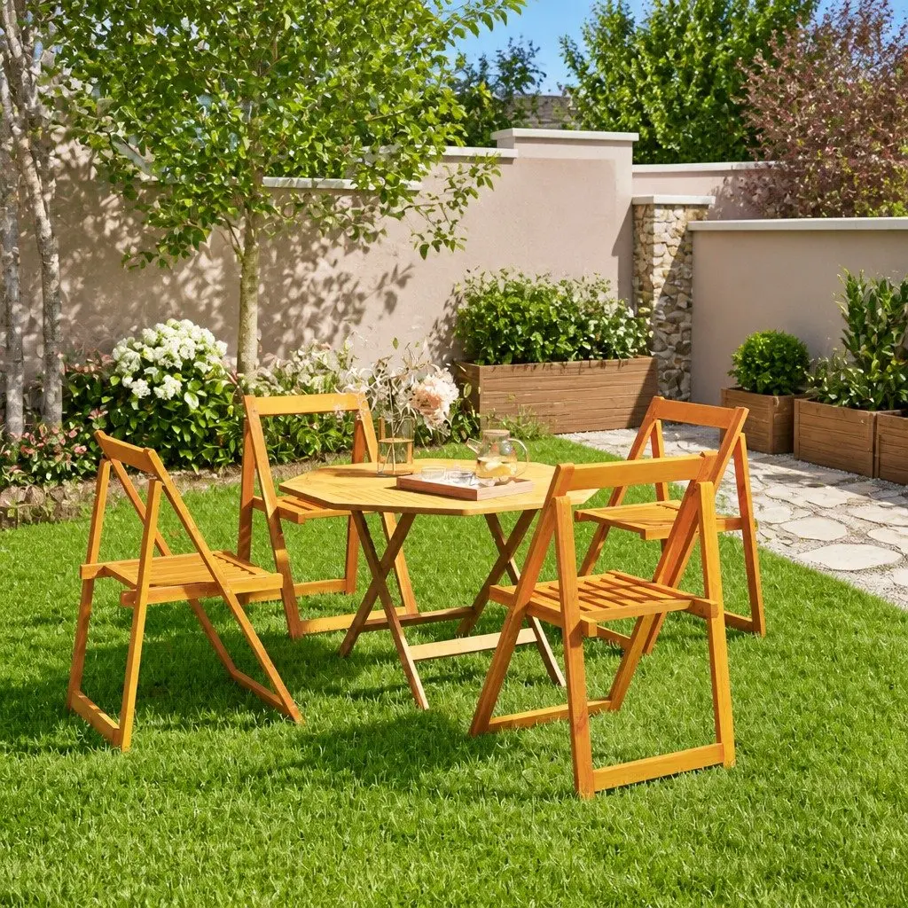 Folding Garden Chairs Solid Wood Acacia 4 pcs Brown
