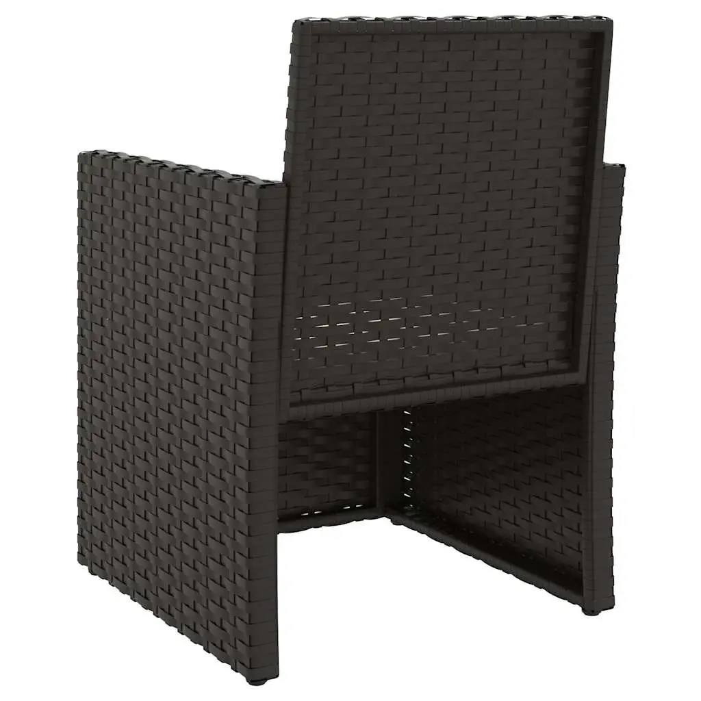 3 Piece Black Rattan Outdoor Sofa Set with Cushions