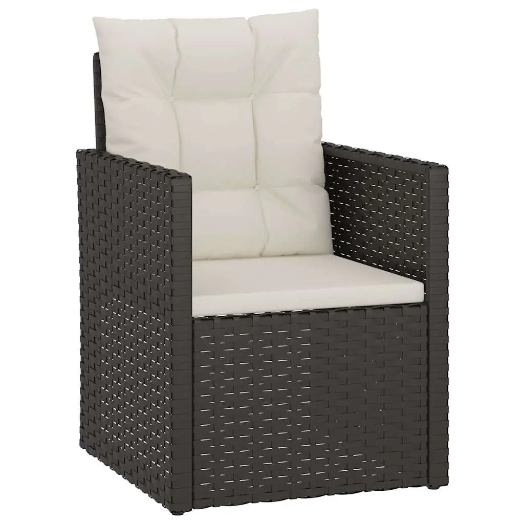 3 Piece Outdoor Lounge Set Poly Rattan Garden Furniture with Cushions Black