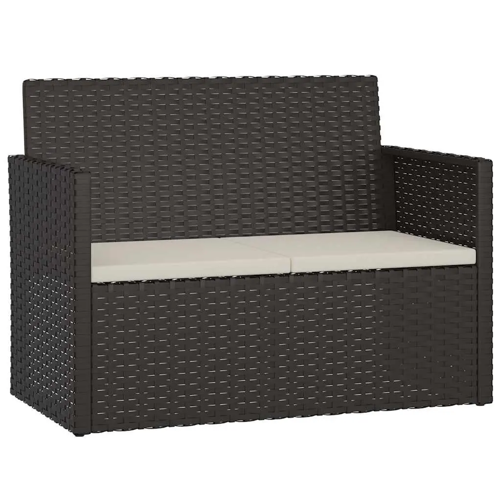Outdoor Lounge Set Poly Rattan 4 Piece Garden Furniture with Cushions Black
