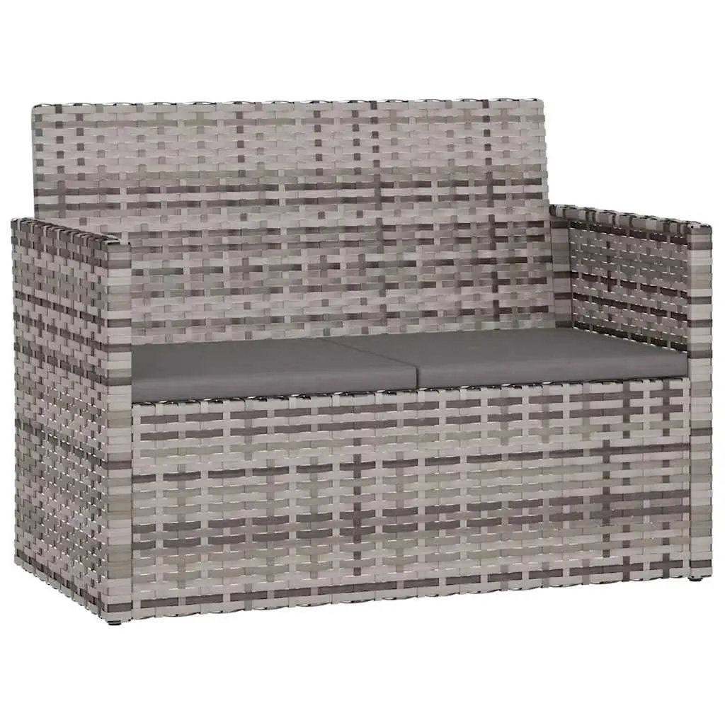 Outdoor Lounge Set Poly Rattan 4 Piece Grey Garden Furniture with Cushions