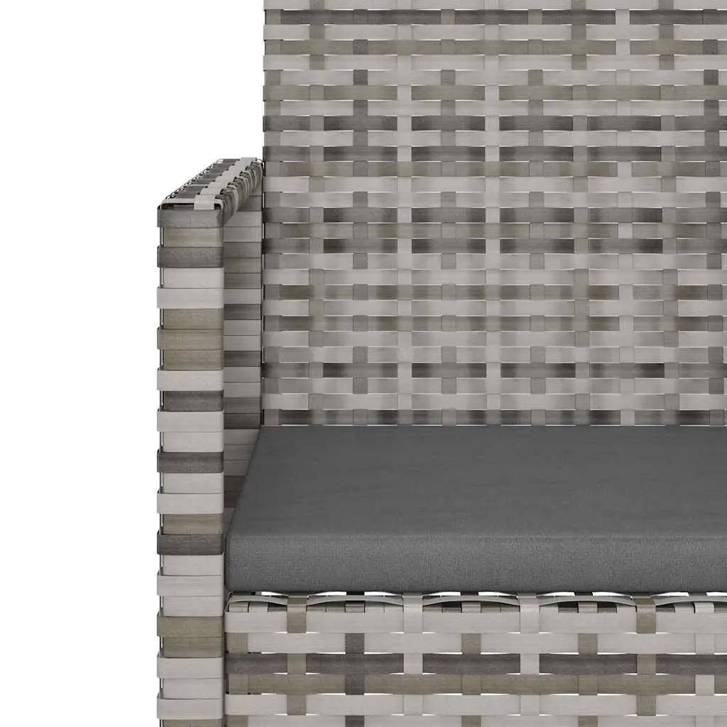 Outdoor Lounge Set Poly Rattan 4 Piece Grey Garden Furniture with Cushions