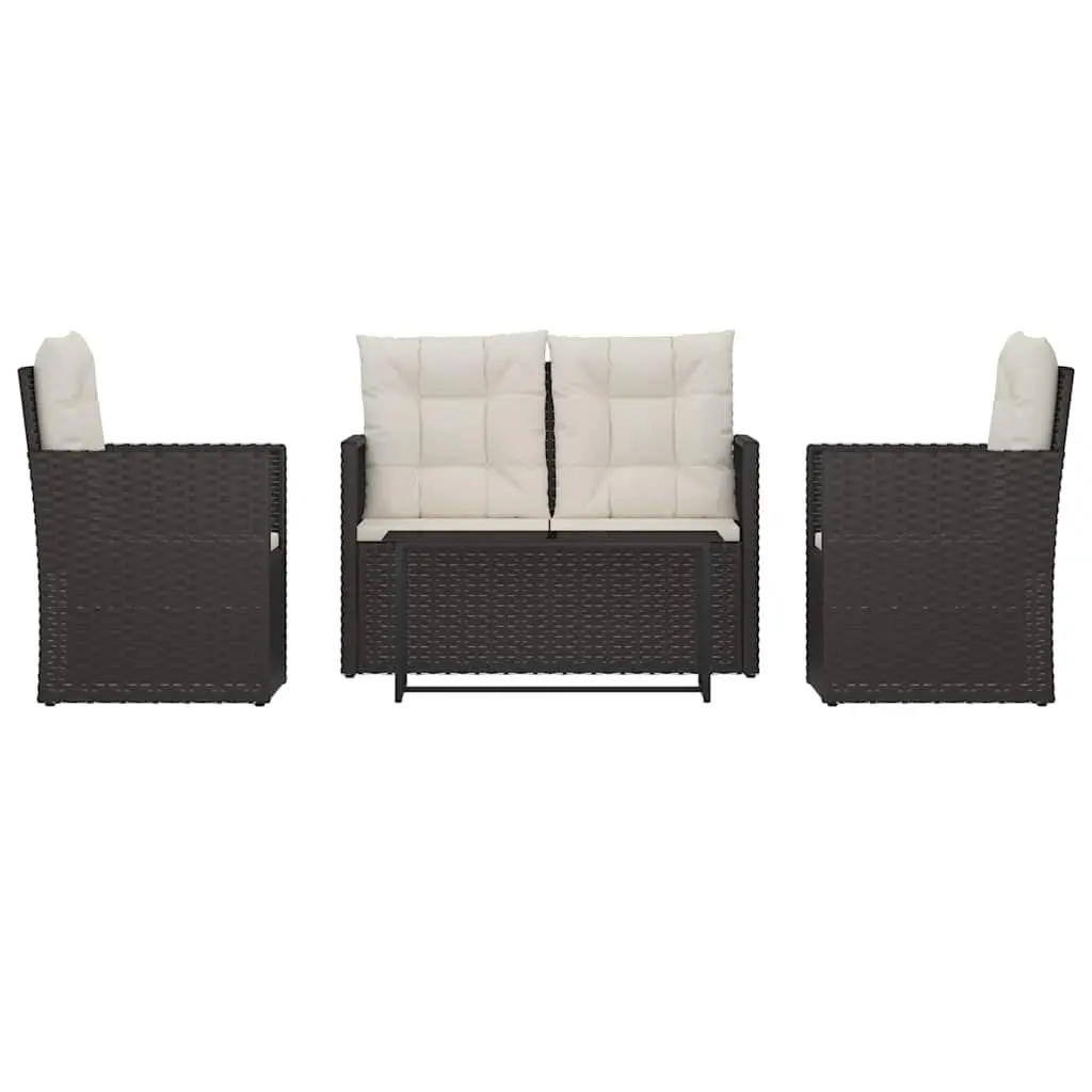 Outdoor Lounge Set Polyethylene 4 Piece Black