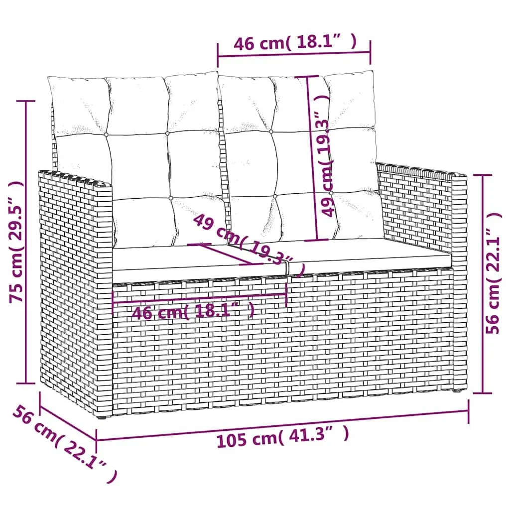 Outdoor Lounge Set Polyethylene 4 Piece Black