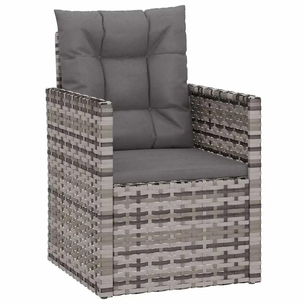 4-Piece Grey Poly Rattan Lounge Set with Cushions