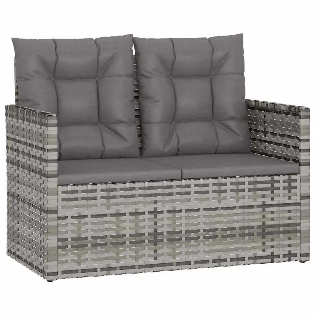 4-Piece Grey Poly Rattan Lounge Set with Cushions