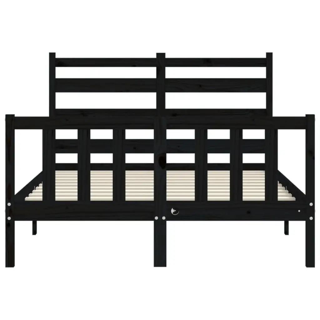 Black Bed Frame 135x190 cm from Solid Pine Wood
