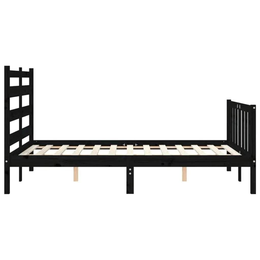 Black Bed Frame 135x190 cm from Solid Pine Wood
