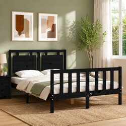 Queen Size Solid Wood Bed Frame in Black Pine