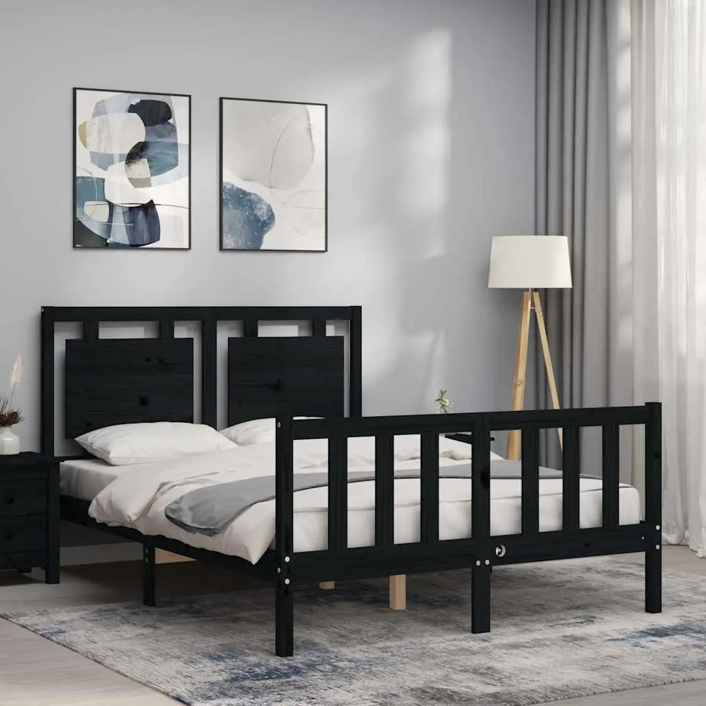 Queen Size Solid Wood Bed Frame in Black Pine