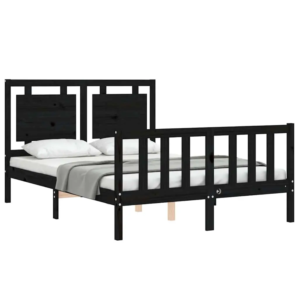 Queen Size Solid Wood Bed Frame in Black Pine