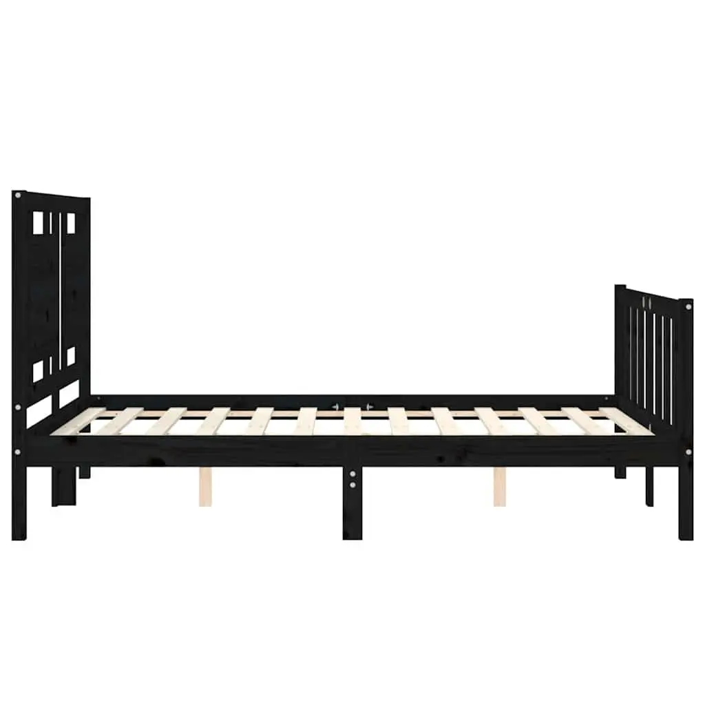 Queen Size Solid Wood Bed Frame in Black Pine