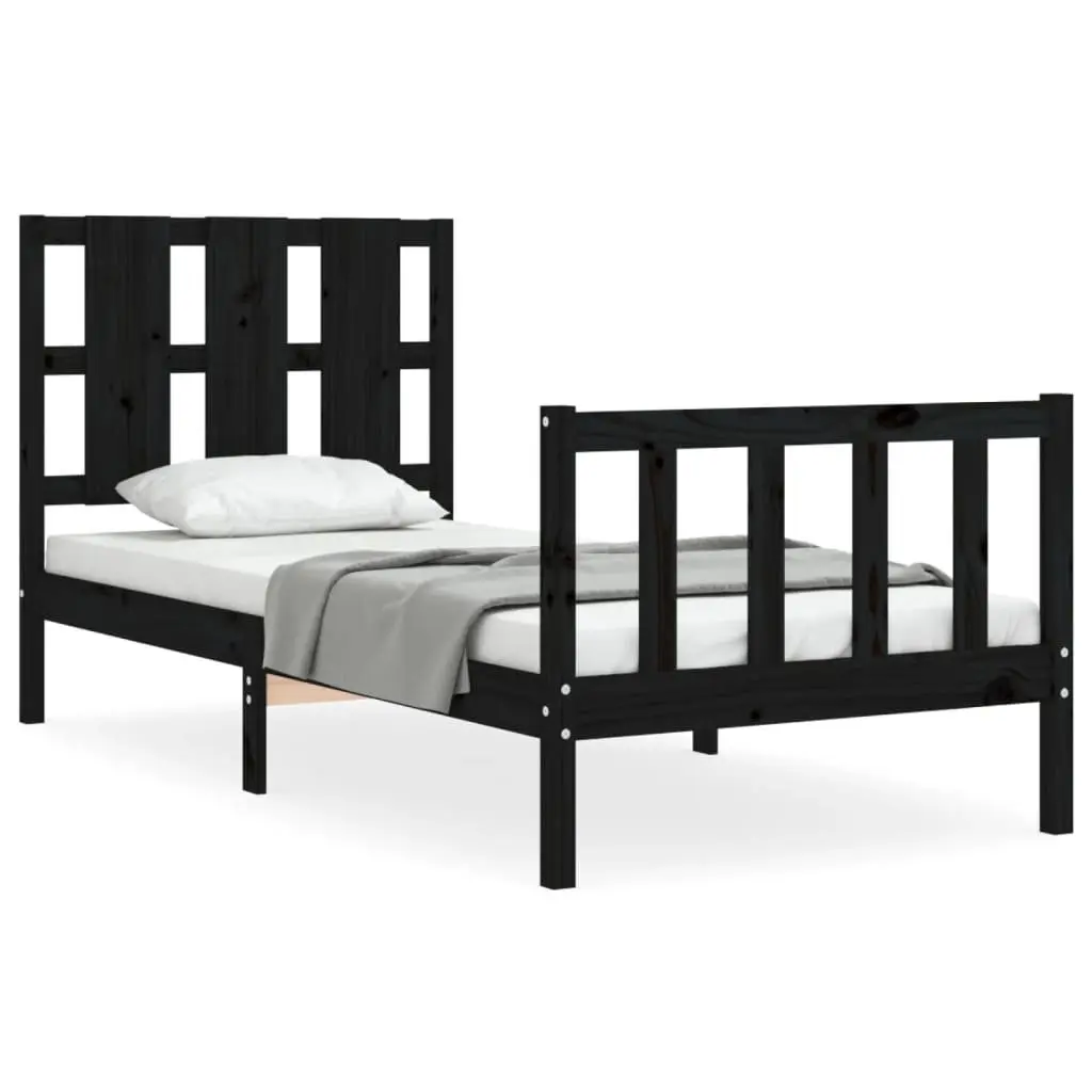 Black Solid Pine Bed Frame 90x190 cm