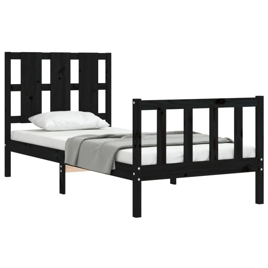 Black Solid Pine Bed Frame 90x190 cm