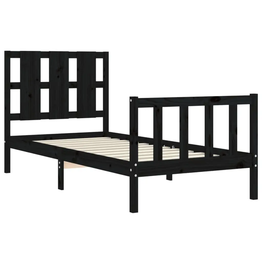 Black Solid Pine Bed Frame 90x190 cm