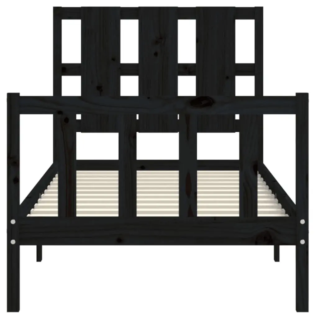 Black Solid Pine Bed Frame 90x190 cm