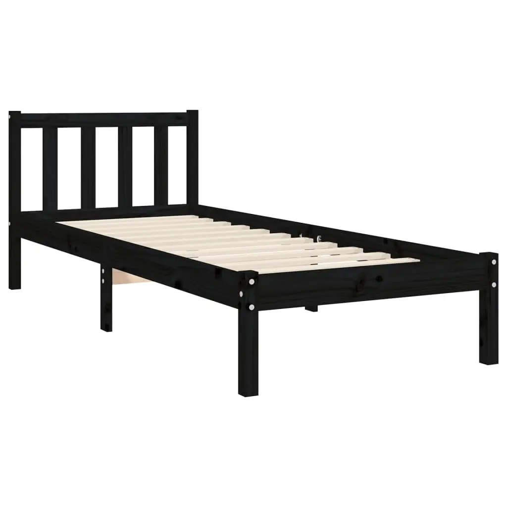 Black Solid Pine Bed Frame 90x190 cm