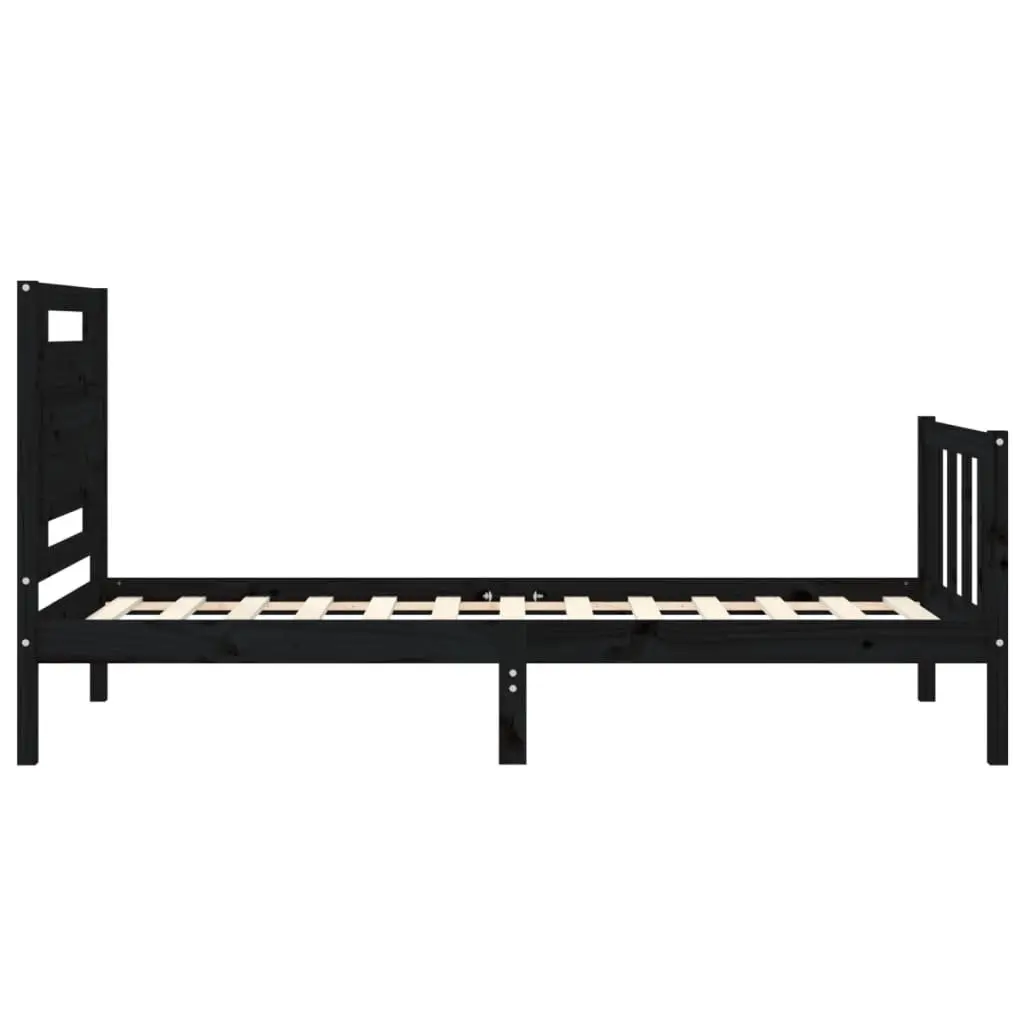 Black Solid Pine Bed Frame 90x190 cm