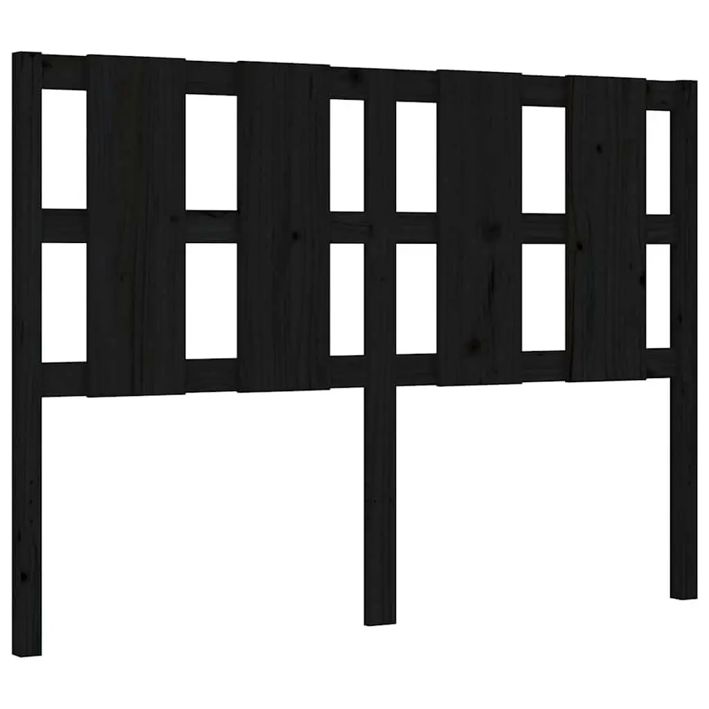 Solid Pine Wood Black Bed Frame 135x190 cm with Headboard