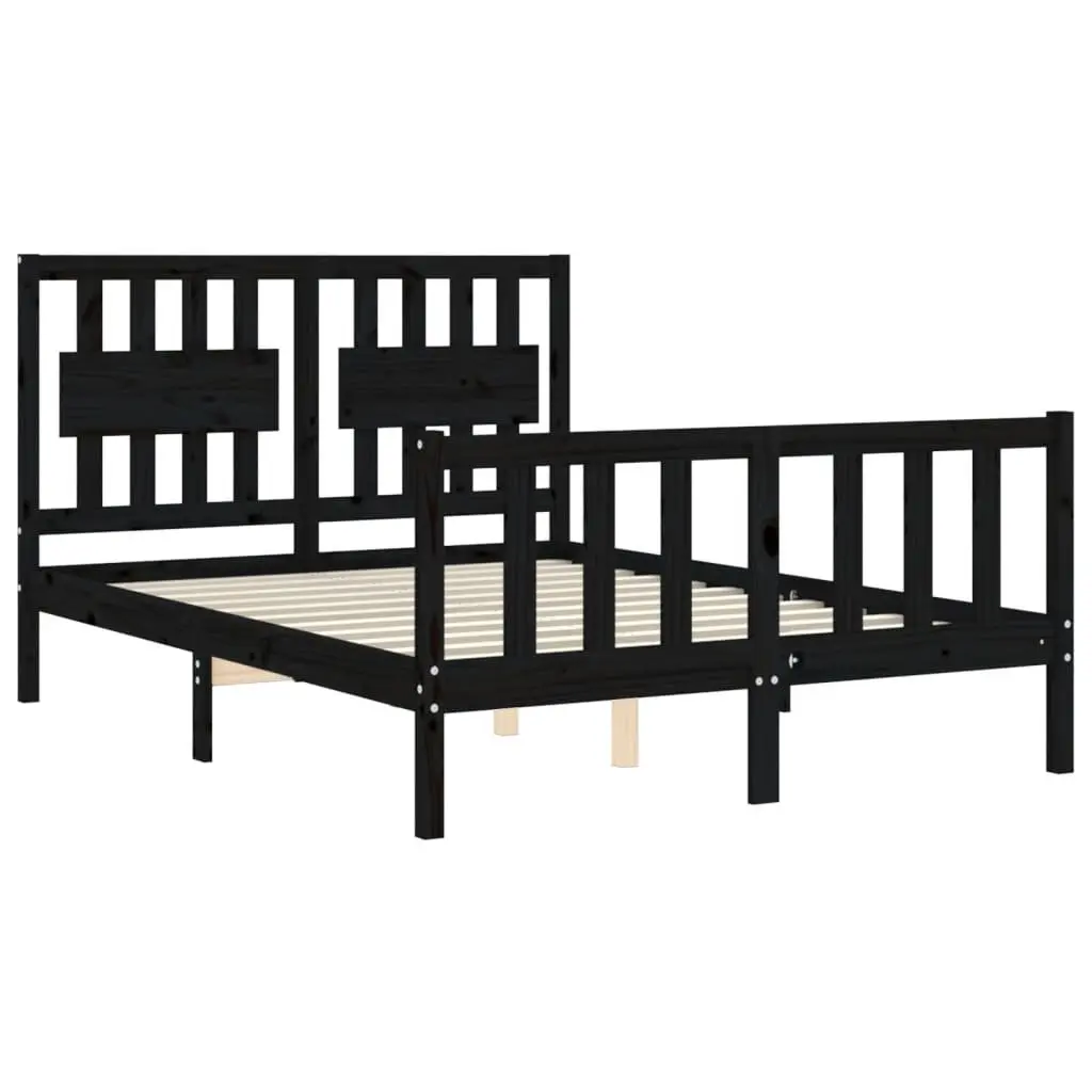 Solid Pine Bed Frame 135x190 cm in Black