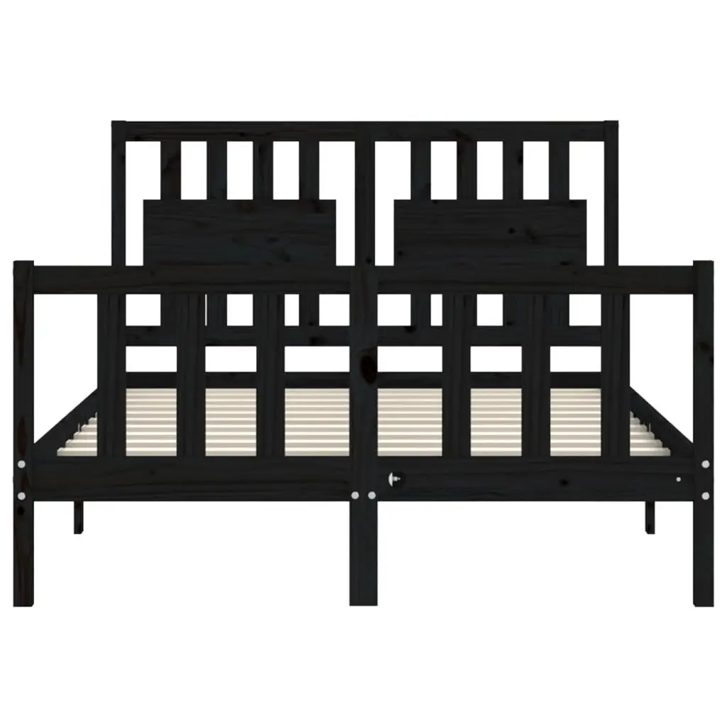 Solid Pine Bed Frame 135x190 cm in Black