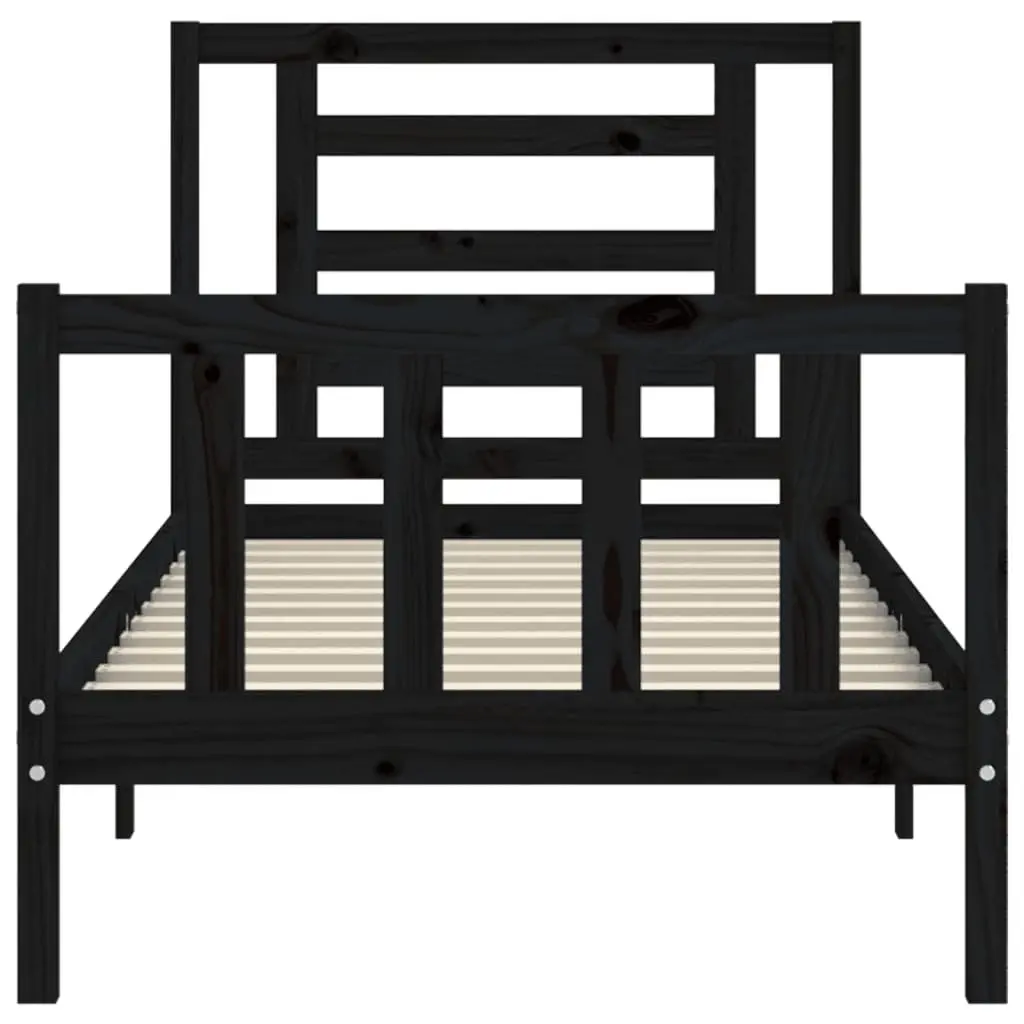 Solid Wood Pine Bed Frame 90x190 cm with Headboard
