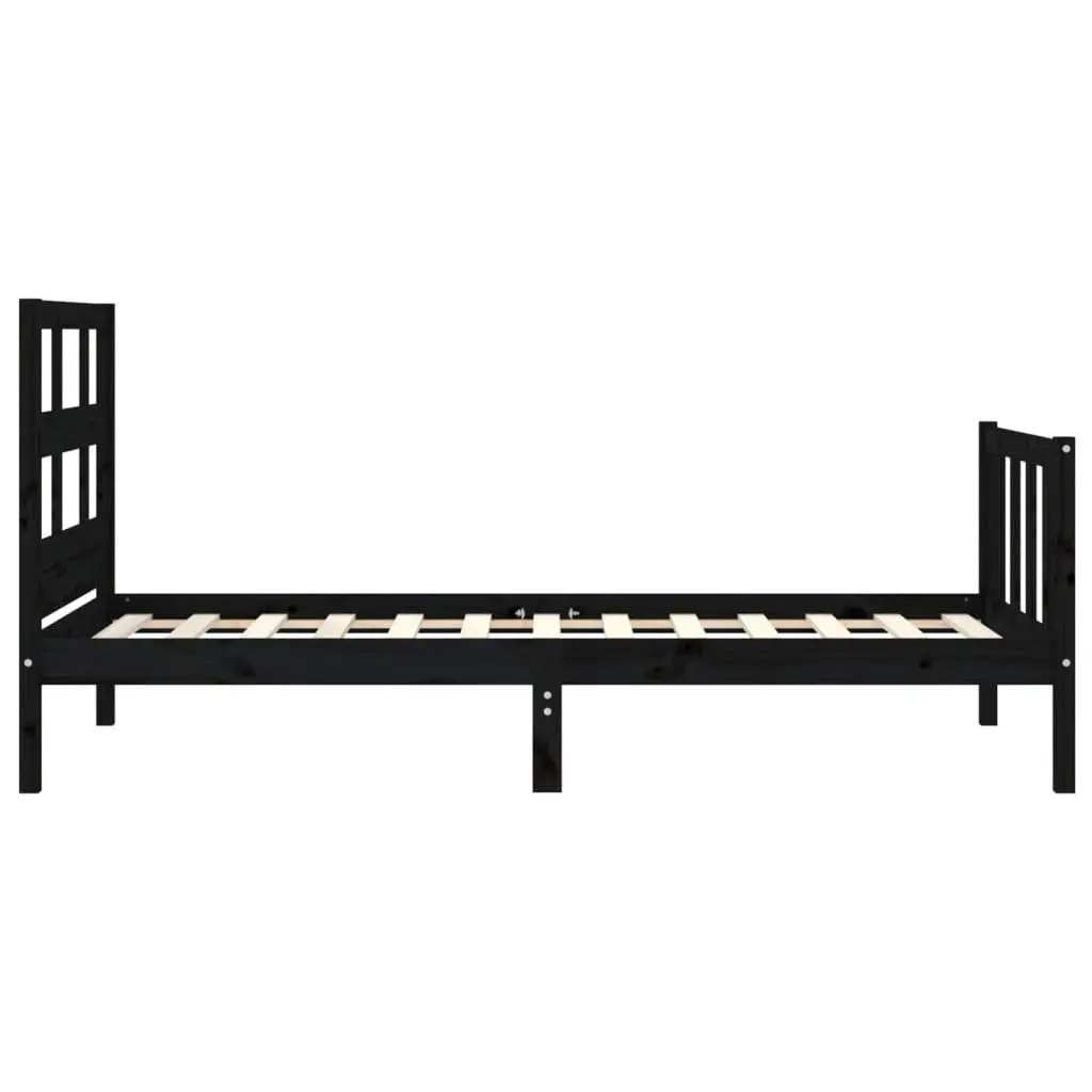 Solid Pine Bed Frame 90x190 cm Black