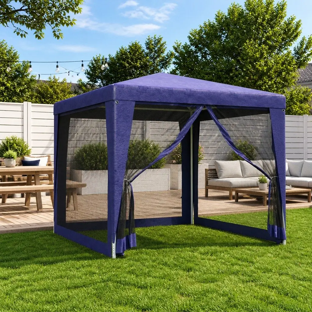 Blue Party Tent 2.5x2.5m with Mesh Walls