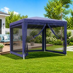 Sturdy 3x3m Blue Party Tent with Mesh Sidewalls