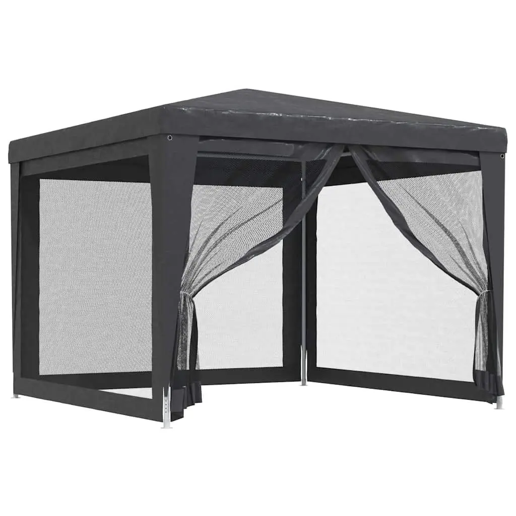 Party Tent Gazebo Iron Frame 3x3m Anthracite Water-Resistant HDPE Roof Mesh Sidewalls