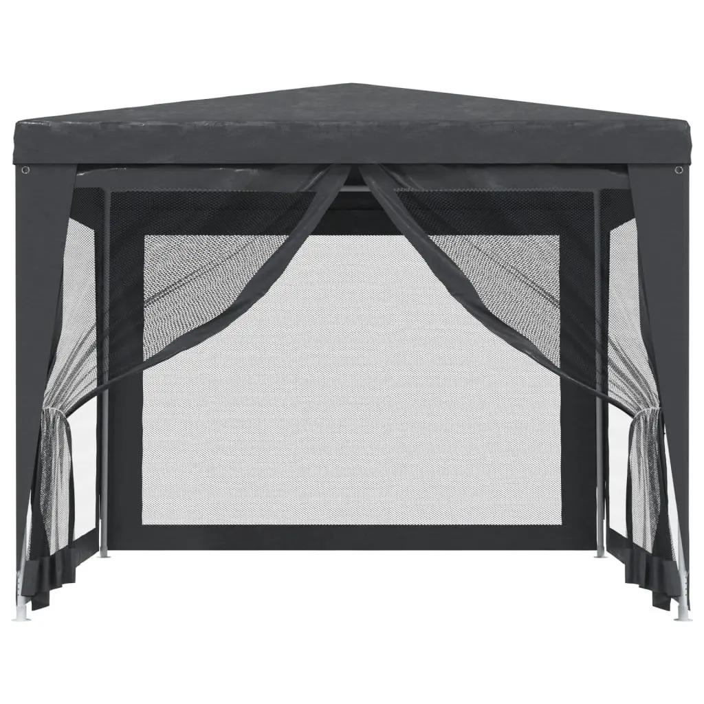Party Tent Gazebo Iron Frame 3x3m Anthracite Water-Resistant HDPE Roof Mesh Sidewalls