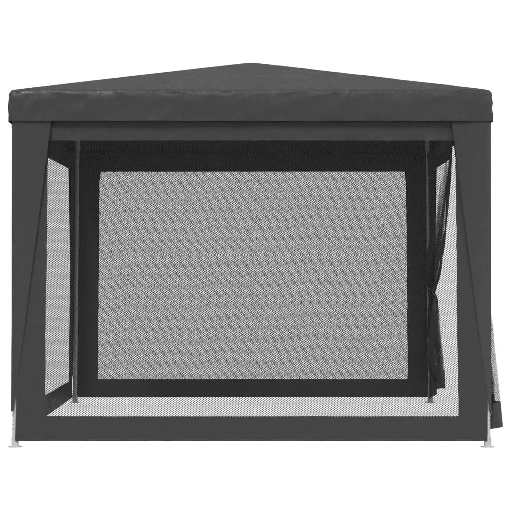 Party Tent Gazebo Iron Frame 3x3m Anthracite Water-Resistant HDPE Roof Mesh Sidewalls