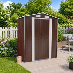 Dark Brown Galvanised Steel Garden Shed for Tools