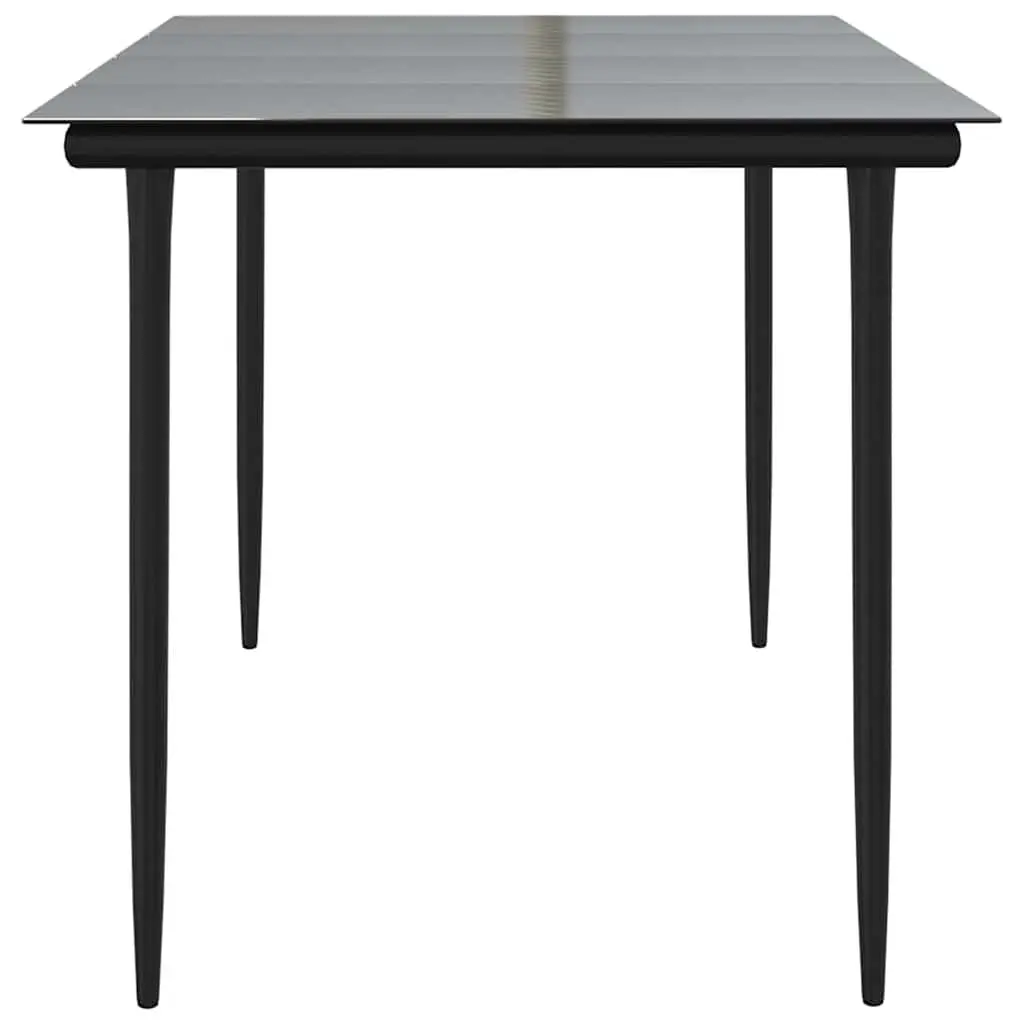 Garden Dining Table Steel Tempered Glass 160x80x74cm Black