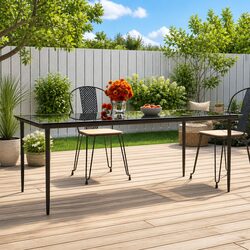Stylish Black Garden Dining Table 200x100x74cm