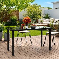 Sturdy Outdoor Dining Table 200x100x74cm Black Steel