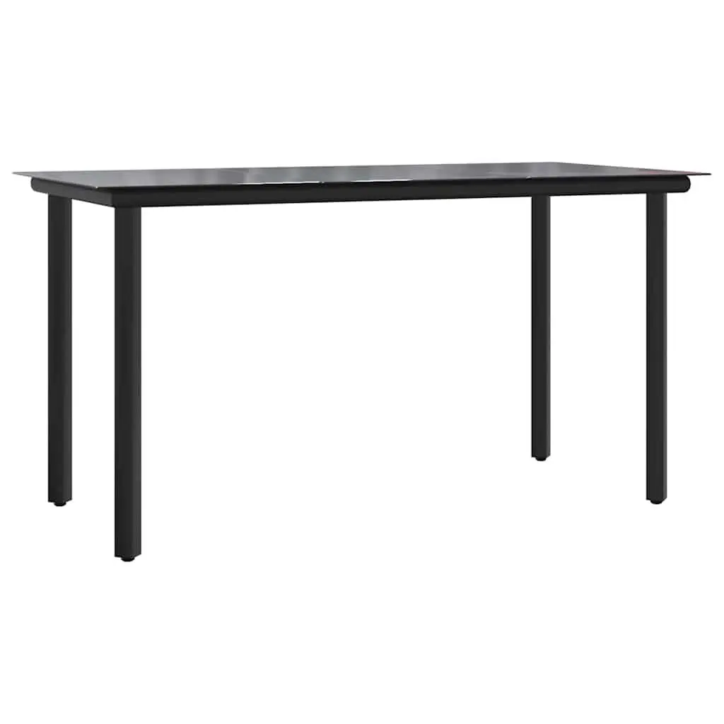 Garden Dining Table Powder-coated Steel Tempered Glass 200x100x74cm Black