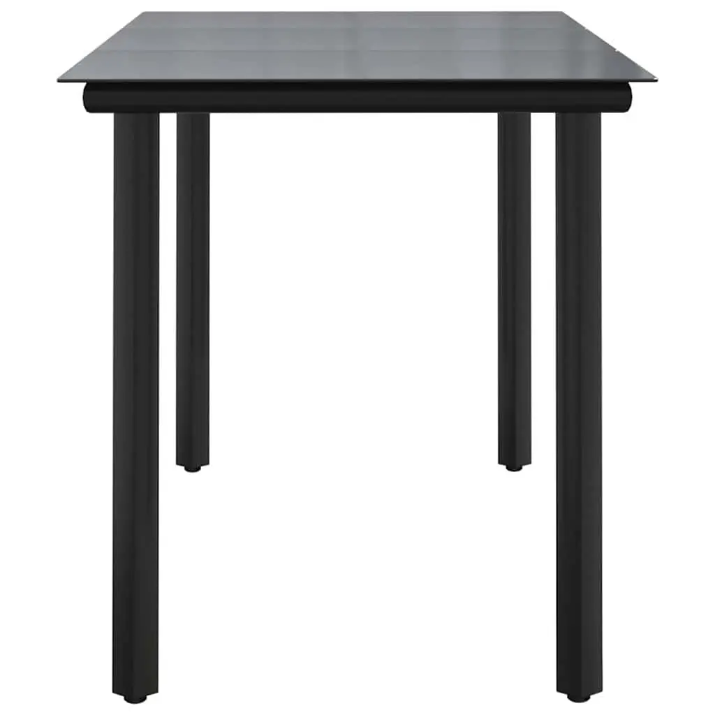 Garden Dining Table Powder-coated Steel Tempered Glass 200x100x74cm Black