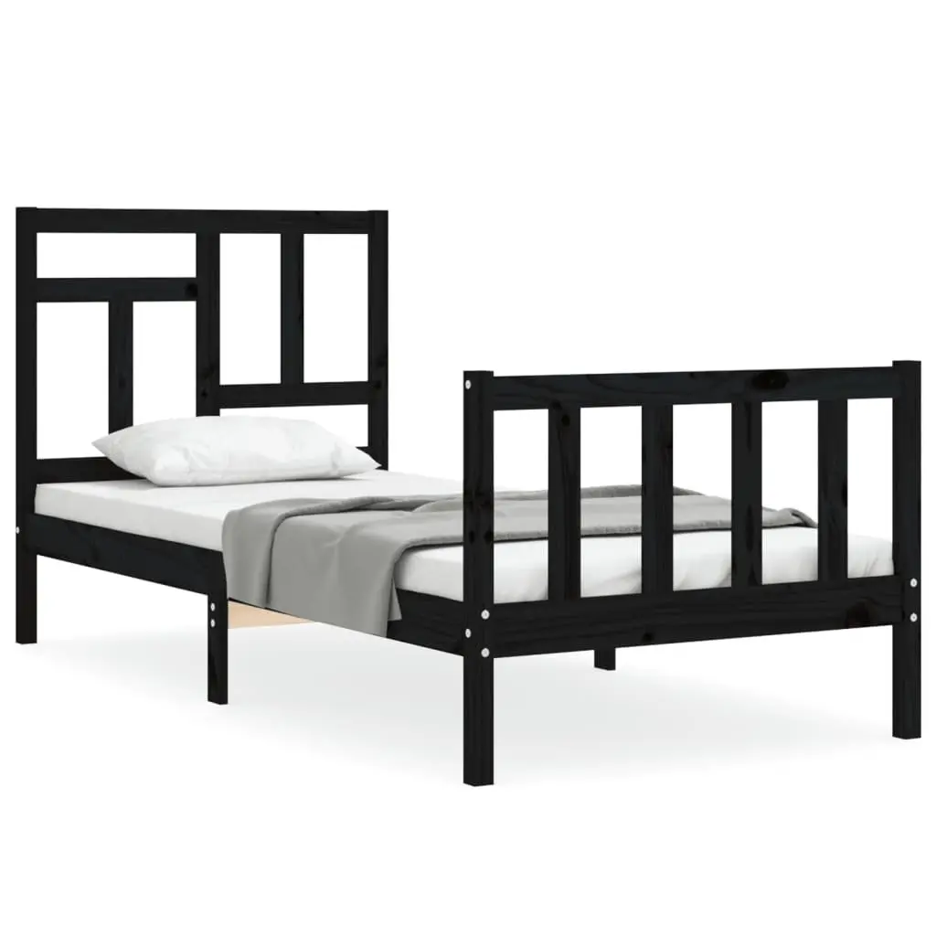 Black Pine Bed Frame 90x190 cm for Comfort