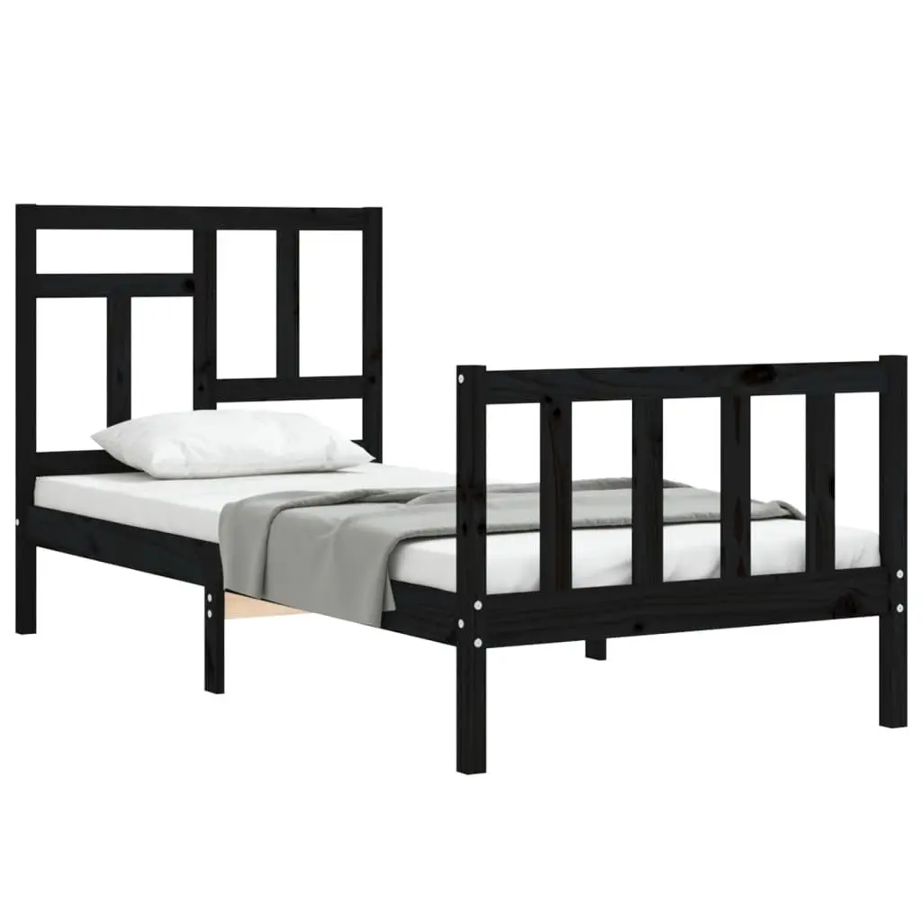 Black Pine Bed Frame 90x190 cm for Comfort