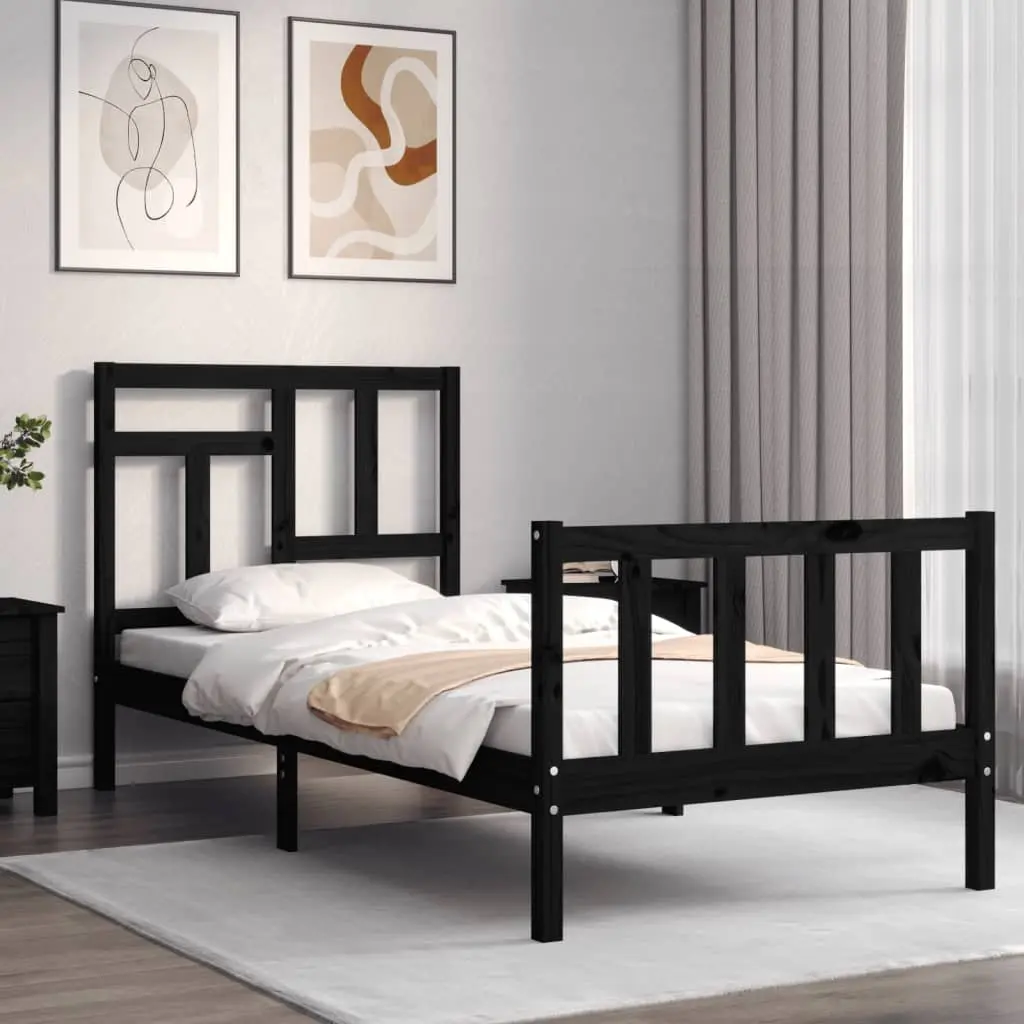 Black Pine Bed Frame 90x190 cm for Comfort