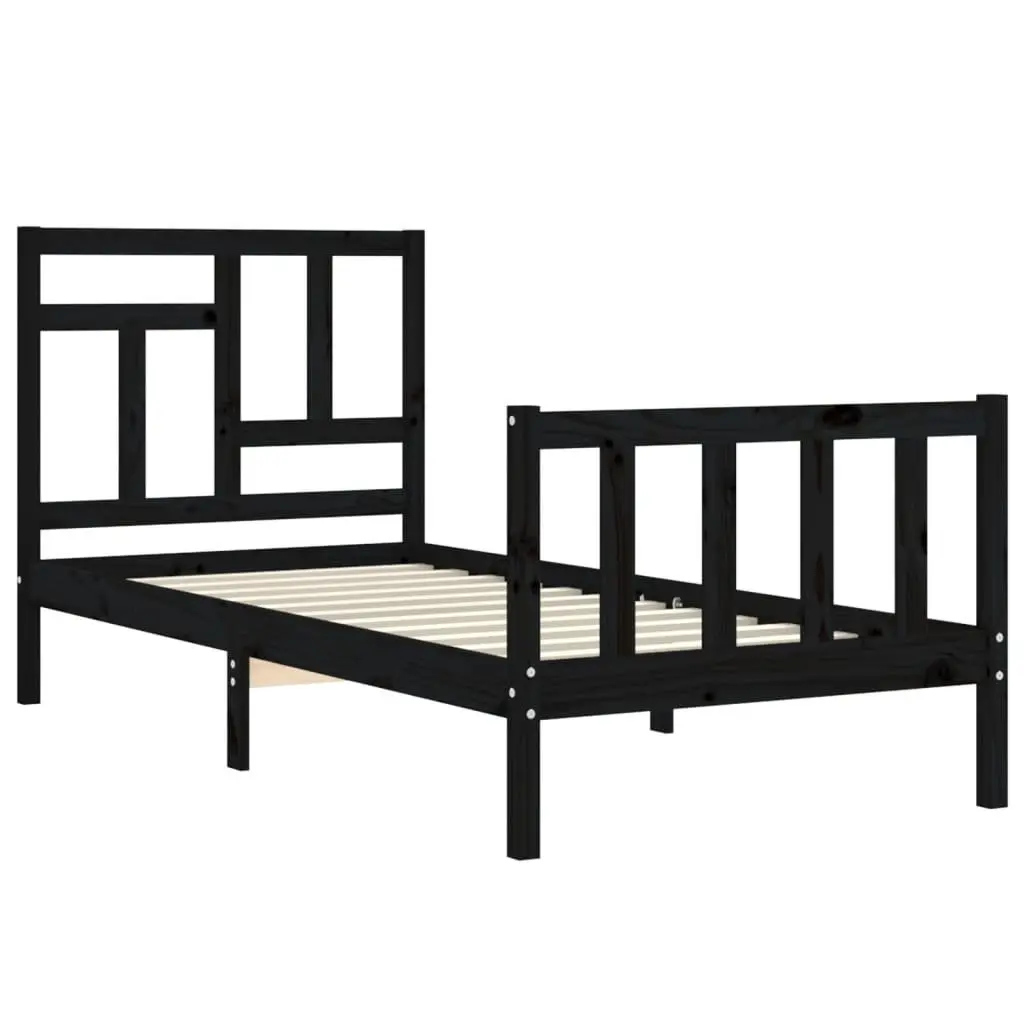 Black Pine Bed Frame 90x190 cm for Comfort